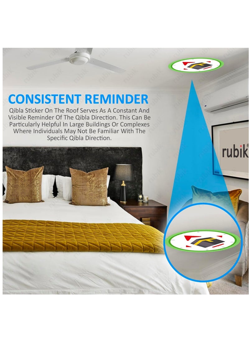 Rubik Qibla Direction Sign for Prayer, 3pcs Round Self Adhesive Vinyl Decal Sticker for Muslim Kaaba (Size, 15x15cm)  - Image 5