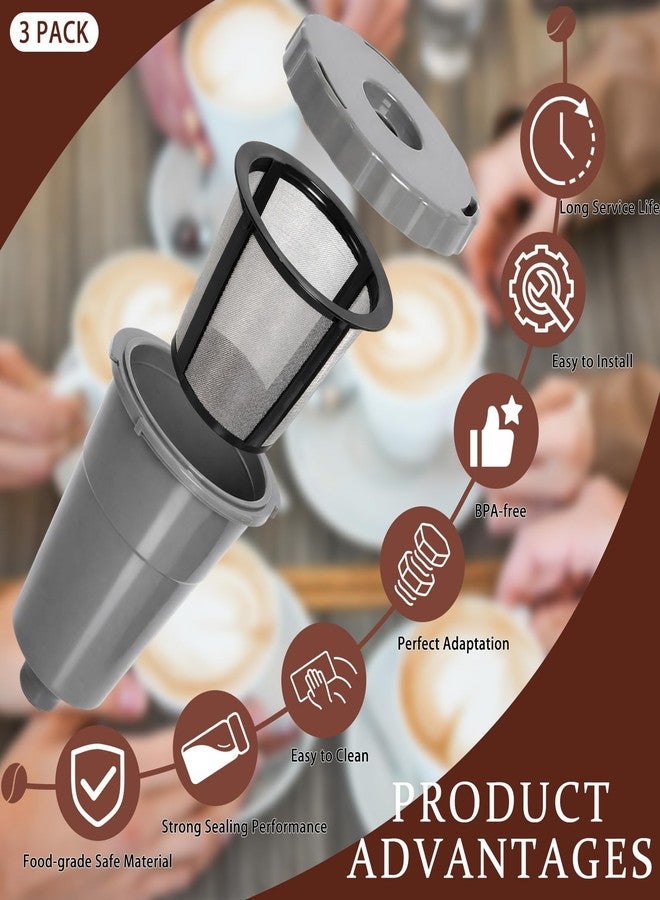 Podoy Reusable Coffee Filter Compatible with Keurigg My K Cup B30 B40 B50 B60 B70 K10 MINI Plus K15 K40/45 K55 K60/65 K70/75/79 Series 5048 Old Mode Grey (3 Pack) - Image 5