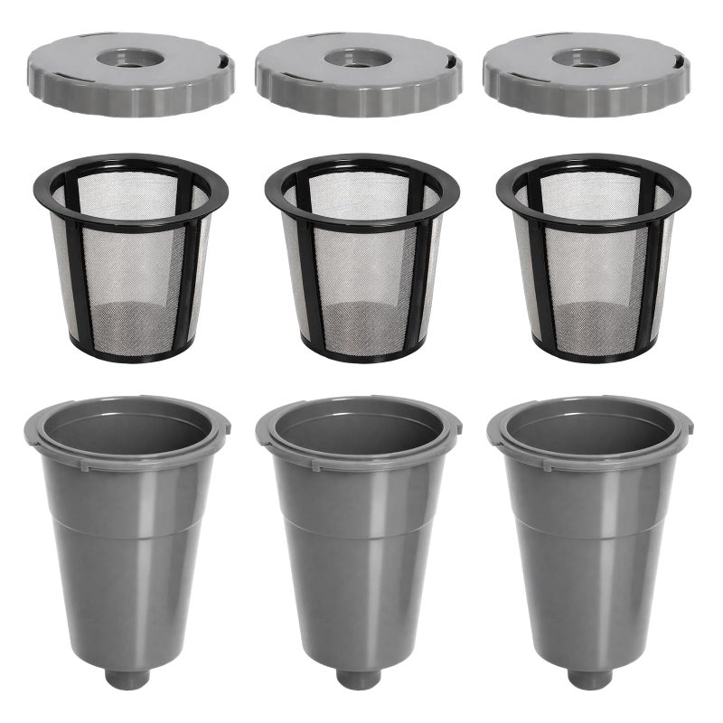 Podoy Reusable Coffee Filter Compatible with Keurigg My K Cup B30 B40 B50 B60 B70 K10 MINI Plus K15 K40/45 K55 K60/65 K70/75/79 Series 5048 Old Mode Grey (3 Pack) - Image 1
