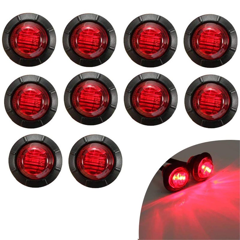 KYYET 10 قطع 34 بوصة مصابيح مؤشر جانبية حمراء LED خلفية للشاحنات والمقطورات وعلامات RV وعلامات بحرية شريط ضوء LED للاستخدام في القوارب ومصباح الفرامل الخلفي 12 فولت