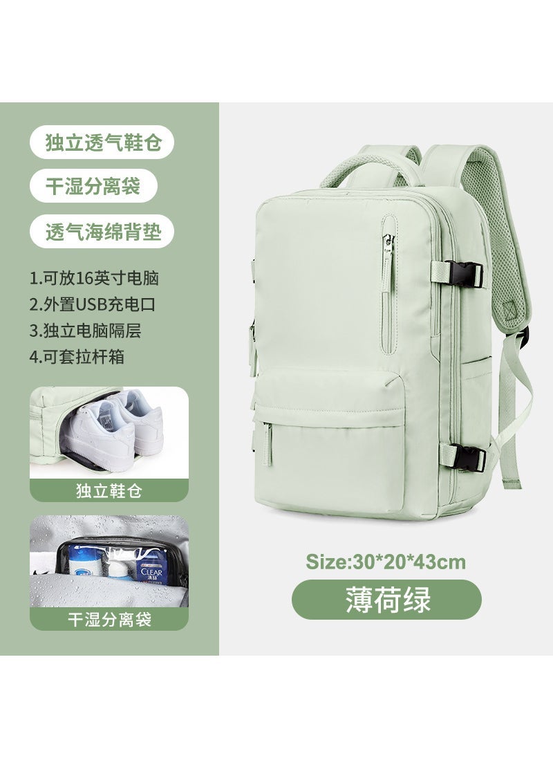 Travel Backpack Womens Large Capacity Oversized Lightweight Multifunctional Luggage Backpack for Short Distance Travel Travel Bag Mint Green (USB Upgrade)