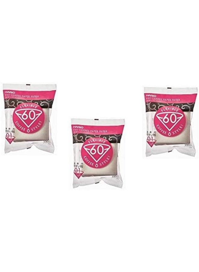 Hario Hario V60 Coffee Filter Paper- Size 01, Suitable for Size 01 dripper ,Capacity 1-2 Cups, Pack of 3, (300 pcs in pack) 