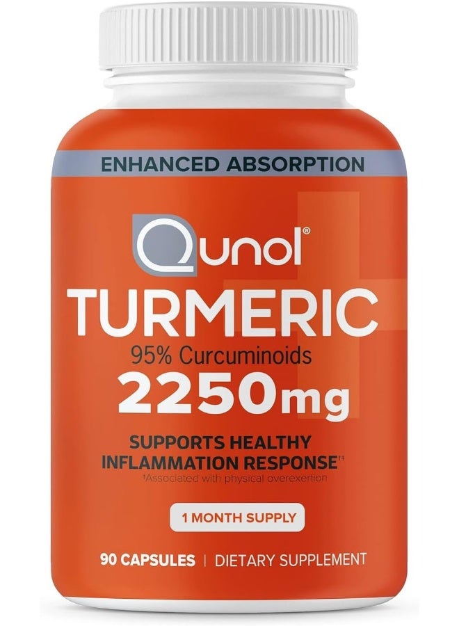 Qunol Turmeric Curcumin with Black Pepper, Qunol 2250mg Turmeric Extract with 95% Curcuminoids, Extra Strength Supplement, Enhanced Absorption, Supports Healthy Inflammation Response, 90 Vegetarian Capsules - Image 4