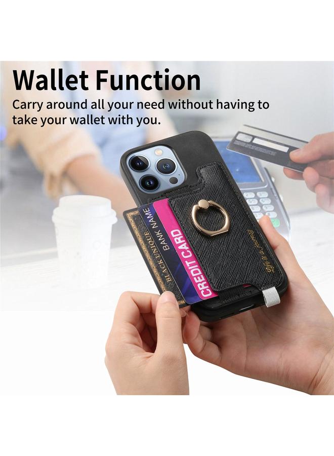 إيروريكس جراب هاتف iPhone 15 Plus Retro Magsafe Cross من الجلد مع حامل حلقي وحقيبة بطاقات - Image 4