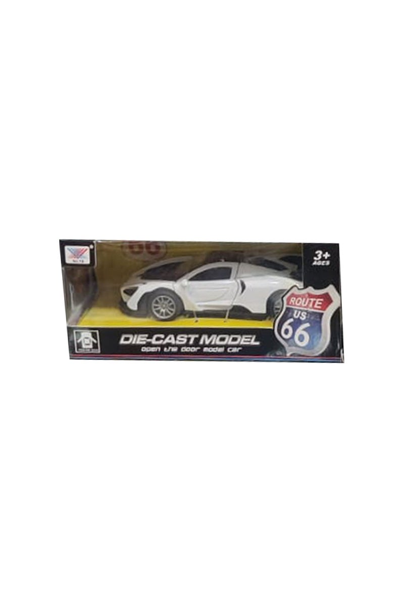 die cast Die-Cast Model White Car with Route 66 Theme Collectible Toy
