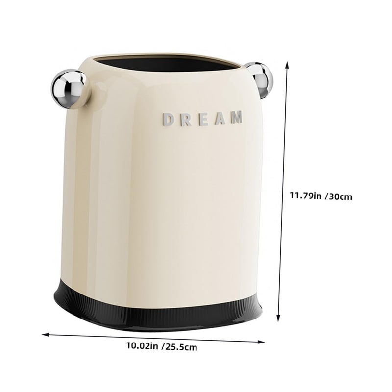 Large Cream White Open Top Trash Can Plastic Wastebasket Thickened Pp Bathroom Kitchen Bedroom Garbage Container for Office Home Use - Image 2