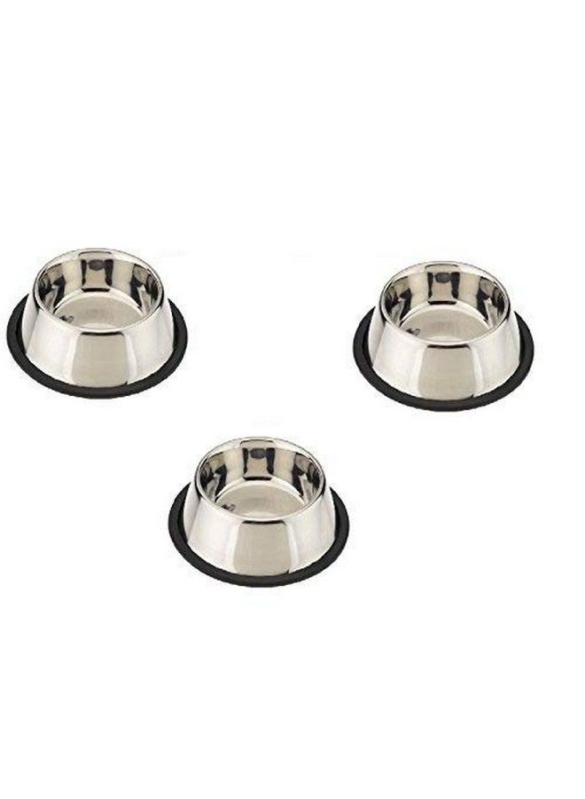 Pets Empire Anti-Skid Dog Food Bowl (400 ml - Pack of 3) | Stainless Steel Dog Food & Water Feeding Bowl | Basic Pets Feeding Bowls - Perfect for Dogs, Puppy, Cat & Kittens