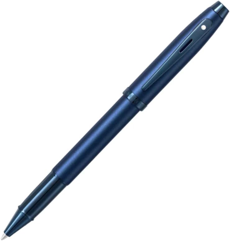 SHEAFFER قلم شيفر 100 ساتين أزرق مع حواف زرقاء PVD قلم أزرق فاخر صندوق هدايا قلم رولر بول - Image 3