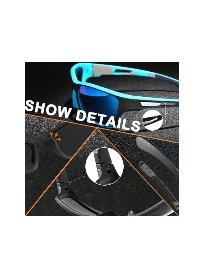 بروماس نظارات شمسية رياضية مستقطبة للرجال والنساء والقيادة والصيد والجري ونظارات شمسية بإطار غير قابل للكسر مع حزام حبل للنظارات للحماية من الأشعة فوق البنفسجية - Image 3