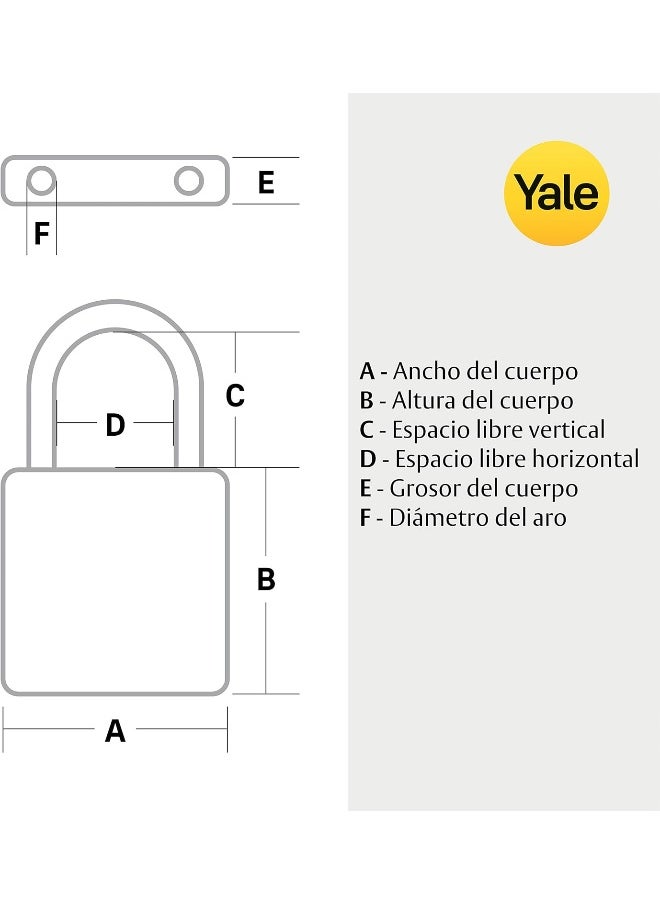 Yale Security Y110/25/115/1 Y110 Safety Padlock, Gold, 25 mm  - Image 4