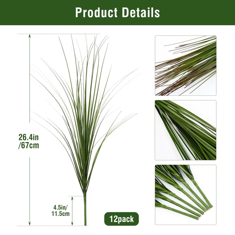 Uqueeten 12PCS Fake Plants Artificial Wheat Grass Greenery Plastic Plants Fake Grass Artificial Plants for Outdoor Decor Artificial Grass Plant with Greenery Stems for Indoor Home Decoration 26.4" - Image 3