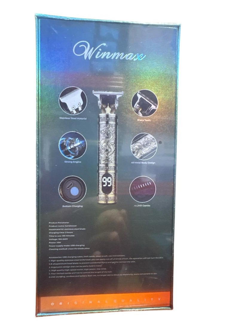 Winmax Professional Electric Hair Clipper with Blade Men's Hair Trimmer J12 gold - Image 3