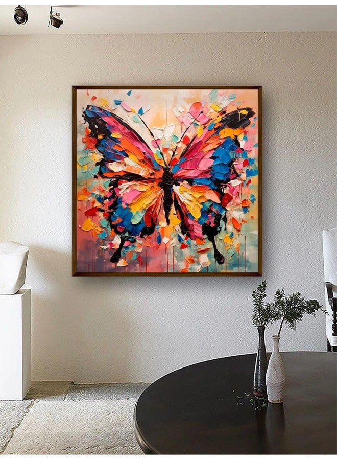 Artsense لوحة آرتسينس لتزيين الجدران - لوحة جدارية تجريدية لغرفة المعيشة - لوحة فراشة ملونة لتزيين المنزل بإطار - متعددة الألوان/20x20 بوصة/(50x50 سم) - Image 1