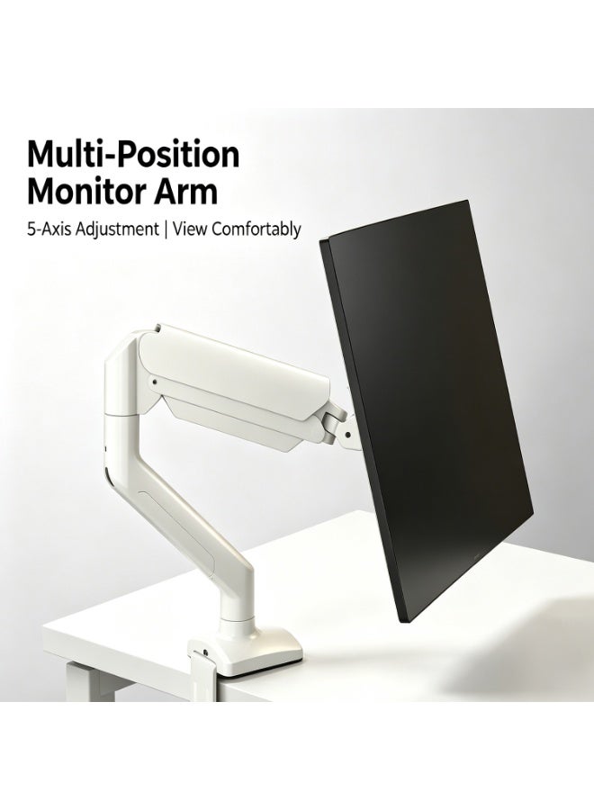 Single Monitor Desk Mount, Adjustable Gas Spring Monitor Arm, Support Max 32 Inch, 4.4-17.6lbs Screen, Computer Monitors Stand Holder With Clamp/Grommet Mounting Base, Vesa Mount Bracket,White，A Mouse Pad Will Be Given Away. - Image 5