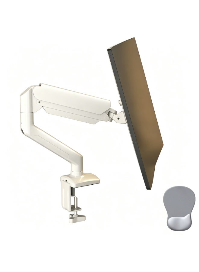 Single Monitor Desk Mount, Adjustable Gas Spring Monitor Arm, Support Max 32 Inch, 4.4-17.6lbs Screen, Computer Monitors Stand Holder With Clamp/Grommet Mounting Base, Vesa Mount Bracket,White，A Mouse Pad Will Be Given Away. - Image 2