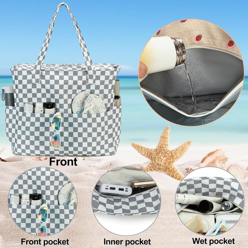 BLUBOON Waterproof Beach Tote Pool Bags for Women Ladies Extra Large Carry On Bag With Wet Compartment for Weekender Travel - Image 4
