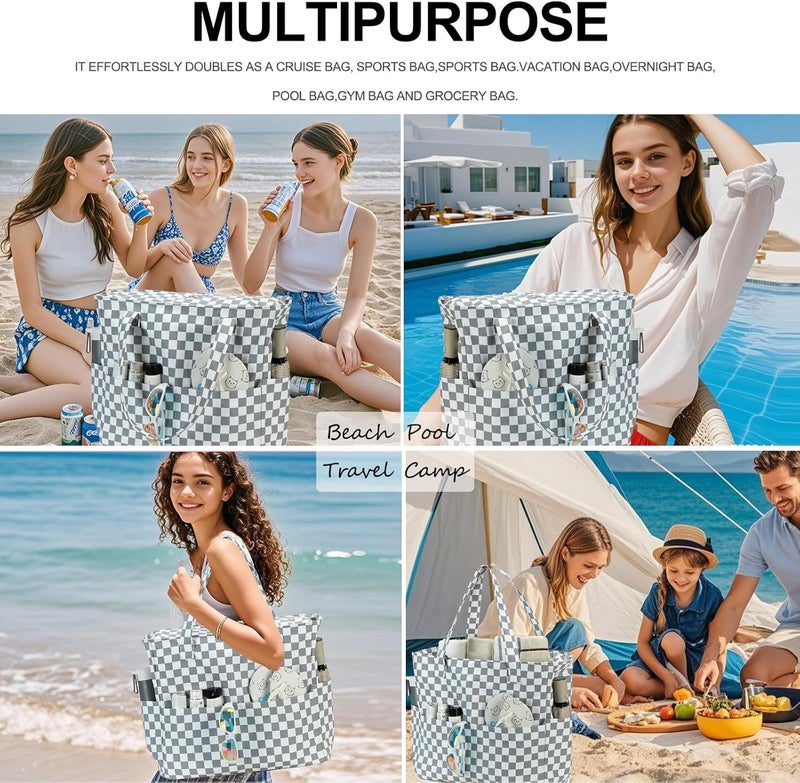 BLUBOON Waterproof Beach Tote Pool Bags for Women Ladies Extra Large Carry On Bag With Wet Compartment for Weekender Travel - Image 5