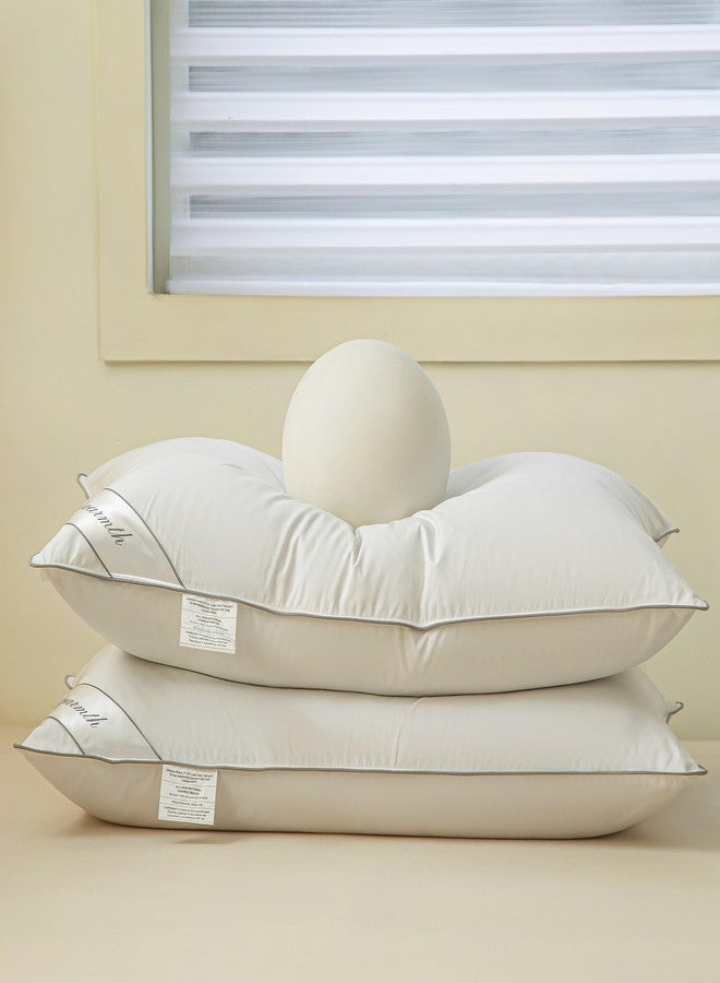 Eastwarmth King Size Goose Down Feather Hotel Collection Bed Pillows for Sleeping,100% Cotton Cover White Color King One Pillow - Image 2