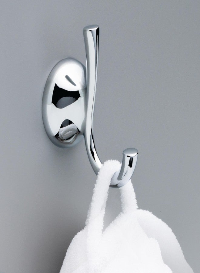 Delta Foundations (1-Pack) Towel Hooks Polished Chrome Double J Wall Mounted for Robes 2-Prong Holder Bathroom Accessories FNDS35-PC - Image 2