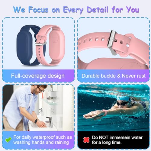 BIQIRE [4Pack] Bracelet Compatible for Samsung Galaxy SmartTag 2 (2023), Soft Silicone Smart Tag 2 Wristband Hidden Galaxy Smart Tag 2 Holder (Black+Blue+Pink+Purple) - Image 4