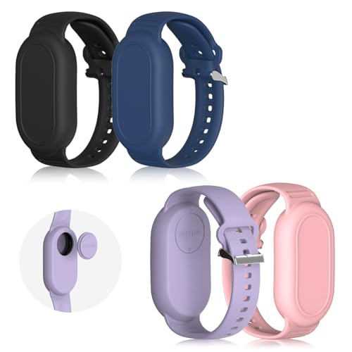 BIQIRE [4Pack] Bracelet Compatible for Samsung Galaxy SmartTag 2 (2023), Soft Silicone Smart Tag 2 Wristband Hidden Galaxy Smart Tag 2 Holder (Black+Blue+Pink+Purple) - Image 1