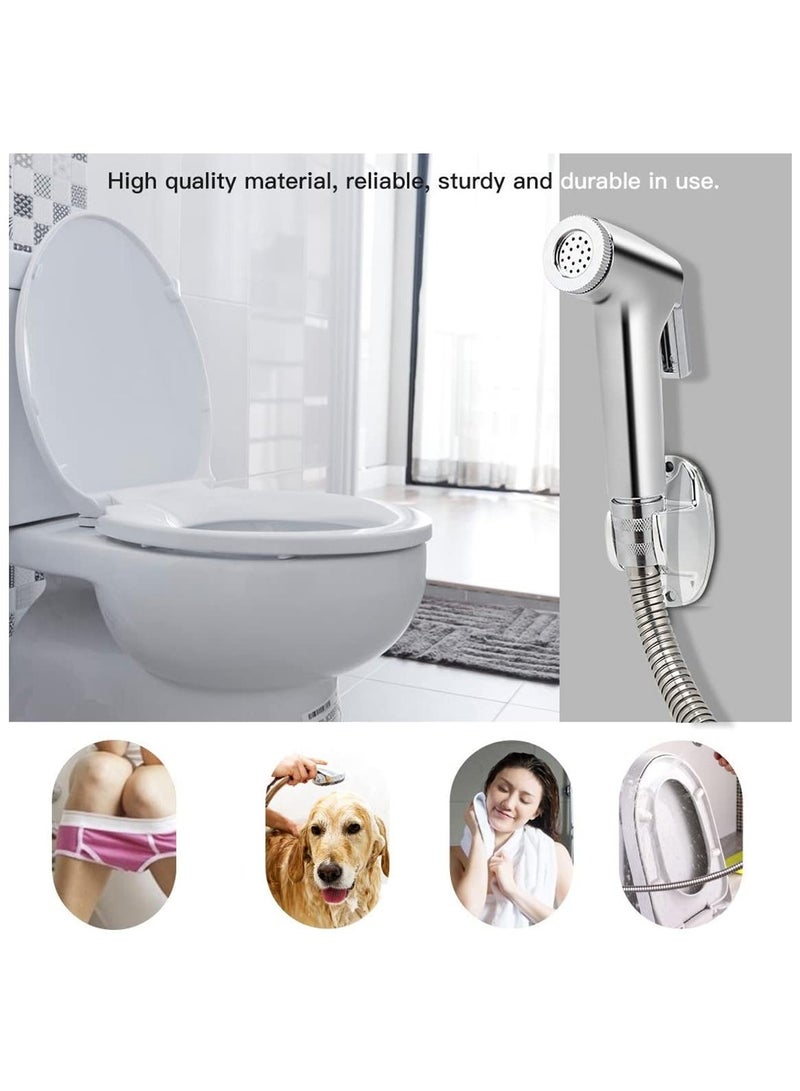 BATH GURU ABS Shattaf Handheld Health Faucet Set Toilet Wash Bidet Jet Spray Gun Shower Head (Chrome Plated) Pack of 2 - Image 3