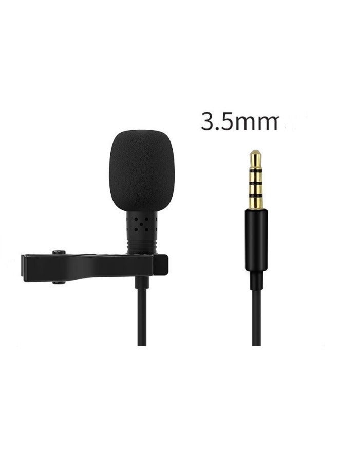 lavalier microphone mini portable small microphone live mobile phone computer recording noise reduction round interface - Image 1