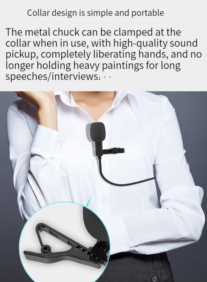 lavalier microphone mini portable small microphone live mobile phone computer recording noise reduction round interface - Image 2