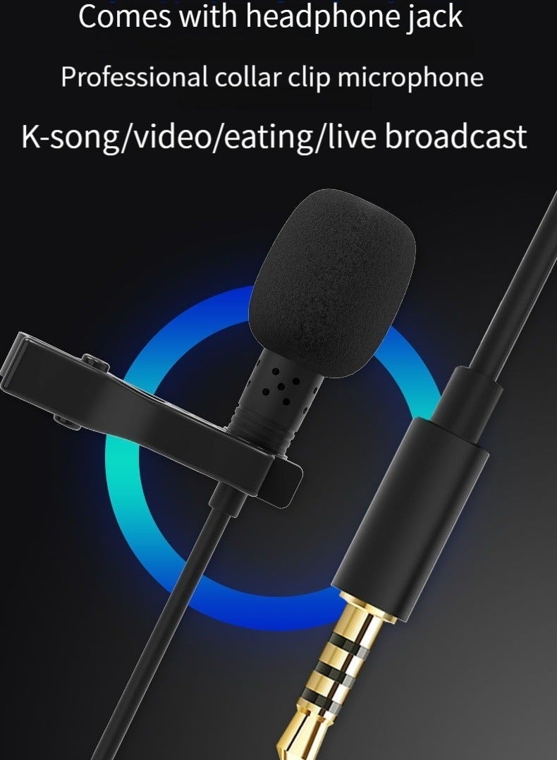 lavalier microphone mini portable small microphone live mobile phone computer recording noise reduction round interface - Image 5