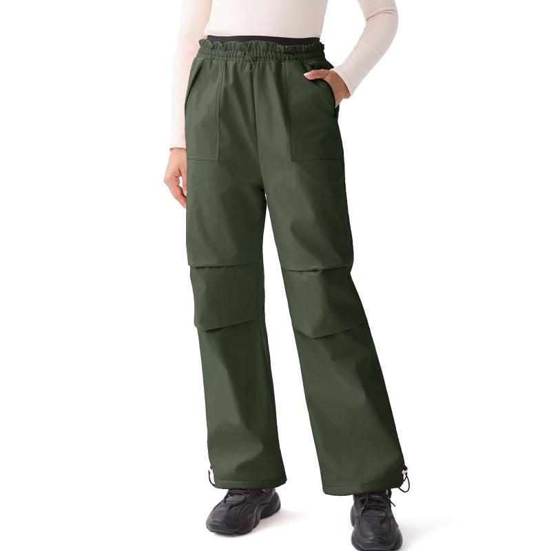 GS SNOWING Women's Snow Pants Waterproof Snowboard Pant Softshell Insulated Fleece Line Ski Pants Winter Warm Outdoor Hiking Army Green XS - Image 1