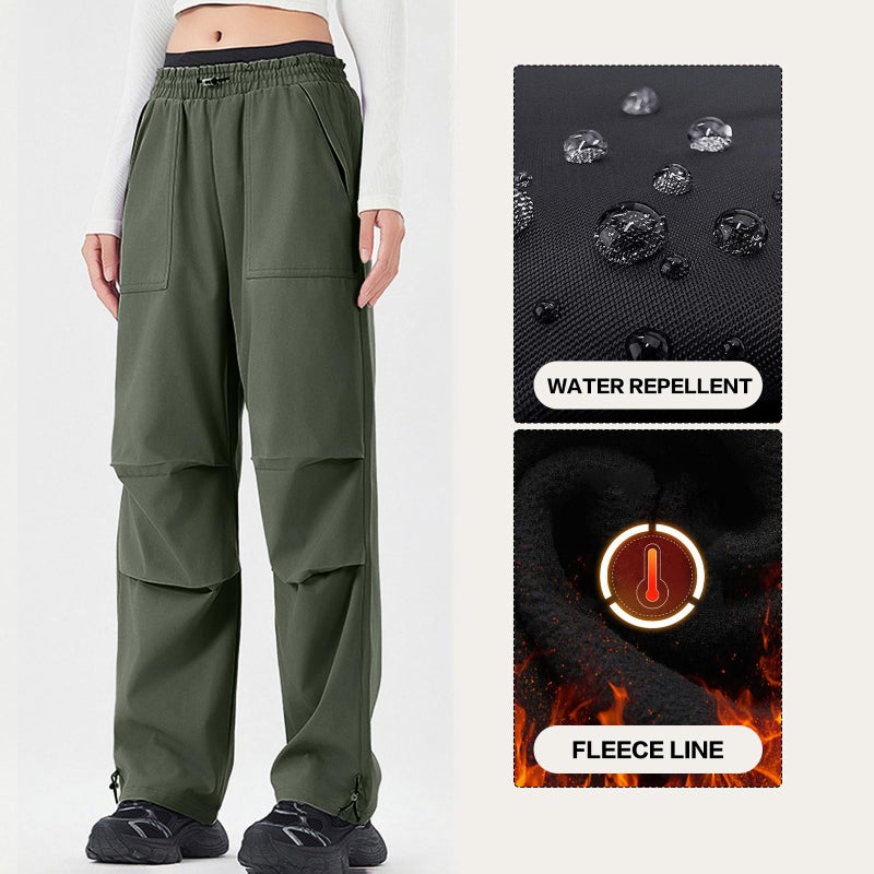 GS SNOWING Women's Snow Pants Waterproof Snowboard Pant Softshell Insulated Fleece Line Ski Pants Winter Warm Outdoor Hiking Army Green XS - Image 3