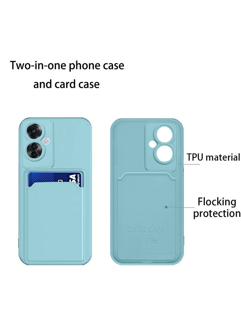 Wtech - Silicone TPU With Card Holder Case Cover For Oppo Reno11 F 5G 2024 Sky Blue - Image 1