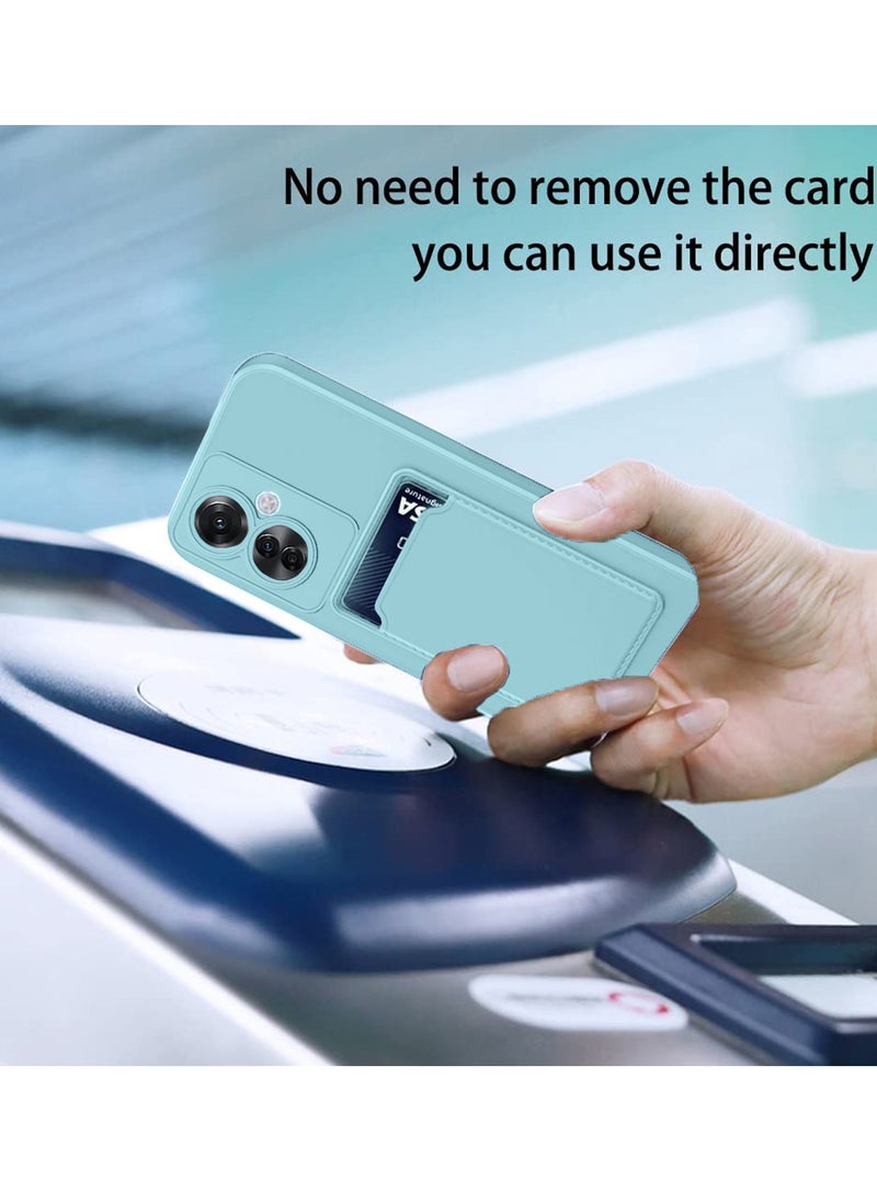 Wtech - Silicone TPU With Card Holder Case Cover For Oppo Reno11 F 5G 2024 Sky Blue - Image 1