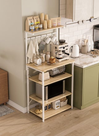 Kitchen Storage Rack, Coffee Corner Table with 4 Tiers, Kitchen Microwave Stand with 5 S-shaped Hooks, Kitchen Storage Shelf for Spices, Coffee Machine and Home Appliances - pzsku/Z23D316B771A578140611Z/45/1747207484/623136fb-dc5f-4e6d-bf32-455531e84df6