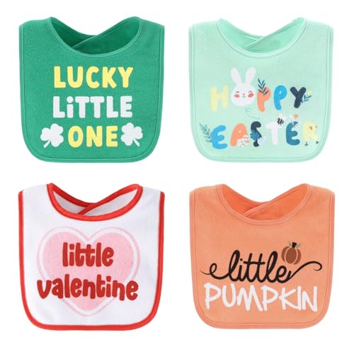 The Peanut Shell The Peanutshell Baby Boy or Girl Terry Bibs Set of 10-100% Cotton, Soft, Absorbent Baby Bibs, Unisex Toddler Boy or Girl Set, Newborn & Infant - Holiday - Image 4