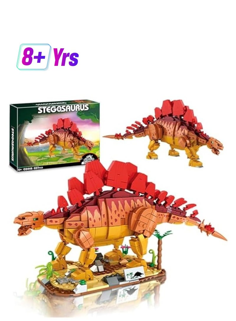 Dinosaur Building Blocks Set, STEM Stegosaurus Dino World Park Building Bricks Educational Toy, Creative Gifts for Boys Kids 8+ (697 Pcs)  - Image 1
