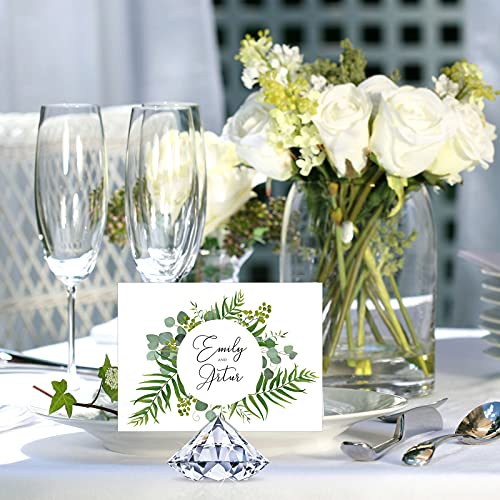 MTLEE 36 Pieces Diamond Place Card Holders Acrylic Number Holders for Wedding Crystal Table Card Stands Tabletop Stands for Weddings Baby Shower Table Decoration(Transparent White) - Image 3