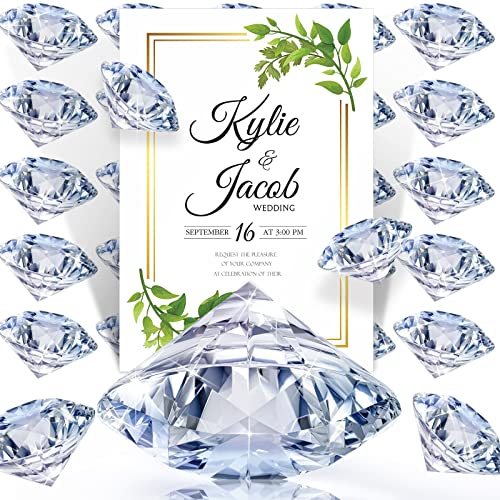 MTLEE 36 Pieces Diamond Place Card Holders Acrylic Number Holders for Wedding Crystal Table Card Stands Tabletop Stands for Weddings Baby Shower Table Decoration(Transparent White) - Image 1