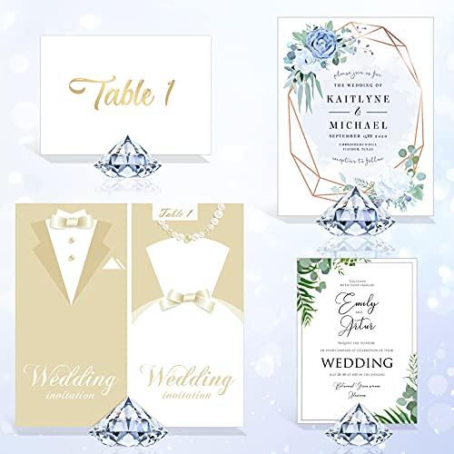 MTLEE 36 Pieces Diamond Place Card Holders Acrylic Number Holders for Wedding Crystal Table Card Stands Tabletop Stands for Weddings Baby Shower Table Decoration(Transparent White) - Image 5