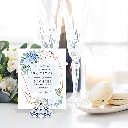MTLEE 36 Pieces Diamond Place Card Holders Acrylic Number Holders for Wedding Crystal Table Card Stands Tabletop Stands for Weddings Baby Shower Table Decoration(Transparent White) - Image 2