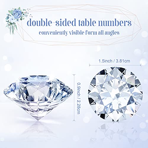 MTLEE 36 Pieces Diamond Place Card Holders Acrylic Number Holders for Wedding Crystal Table Card Stands Tabletop Stands for Weddings Baby Shower Table Decoration(Transparent White) - Image 4