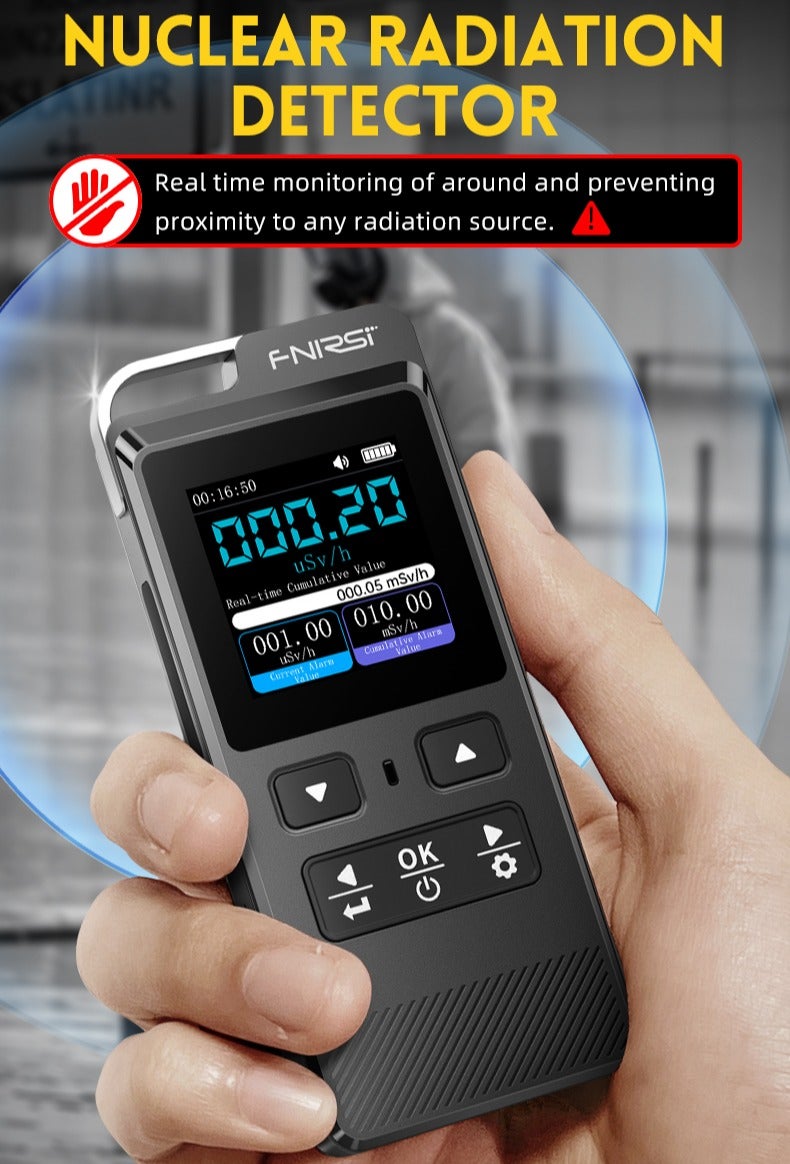 FNIRSI Geiger Counter, Nuclear Radiation Detector, Portable Gamma X-ray Detector with IPS Display, Rechargeable Radiation Meter Dosimeter, 5 Dosage Units, Timing Monitoring and Data Save - Image 2