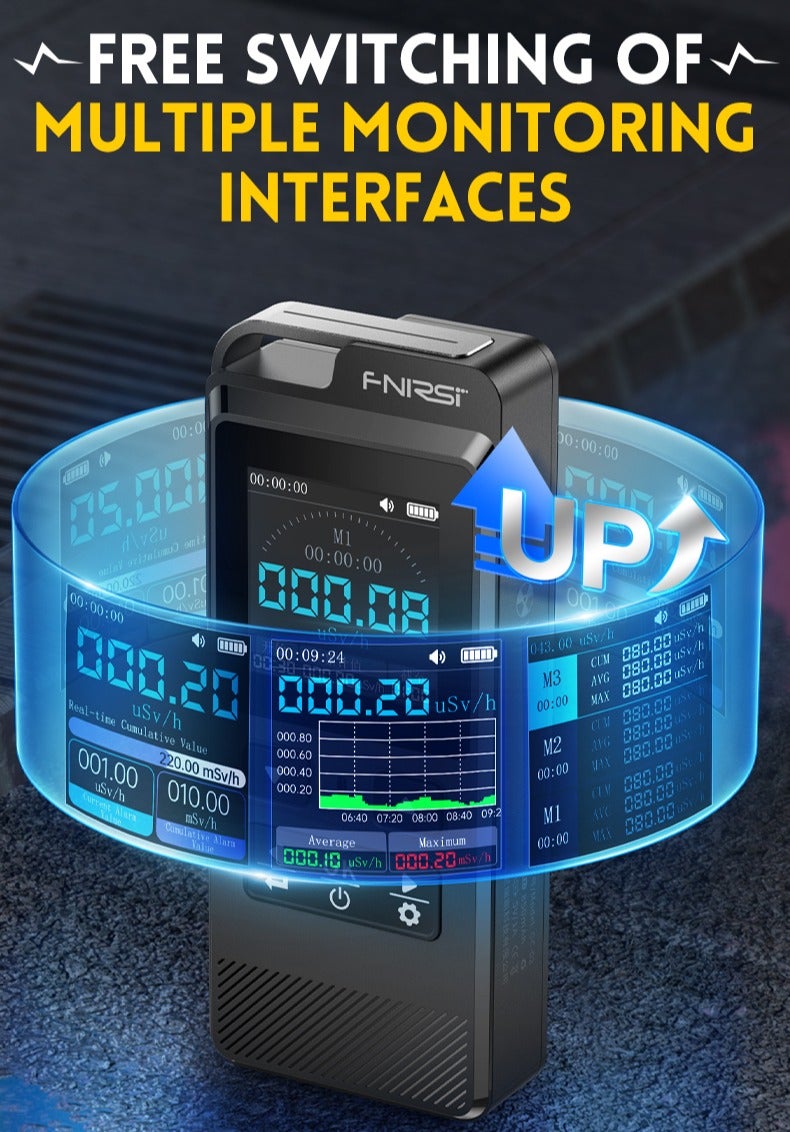 FNIRSI Geiger Counter, Nuclear Radiation Detector, Portable Gamma X-ray Detector with IPS Display, Rechargeable Radiation Meter Dosimeter, 5 Dosage Units, Timing Monitoring and Data Save - Image 3