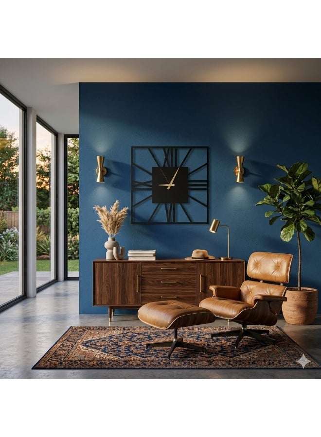 ساعة حائط مودرن معدنية 50×50 سم، ديكور حائط فاخر بتصميم عصري، معدن 2 مم مقاوم للصدأ، دهان الكتروستاتيك، عقارب كبيرة، ماكينة عالية الجودة، ضمان 3 سنوات - Image 2