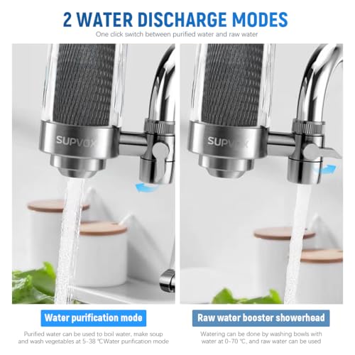Supvox® 304 Stainless Steel Faucet Water Filter System, Active Carbon Core Universal Tap Water Filter for Kitchen Sink - Image 4