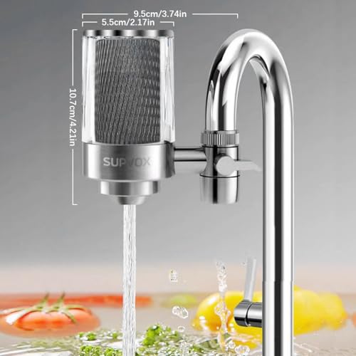 Supvox® 304 Stainless Steel Faucet Water Filter System, Active Carbon Core Universal Tap Water Filter for Kitchen Sink - Image 2