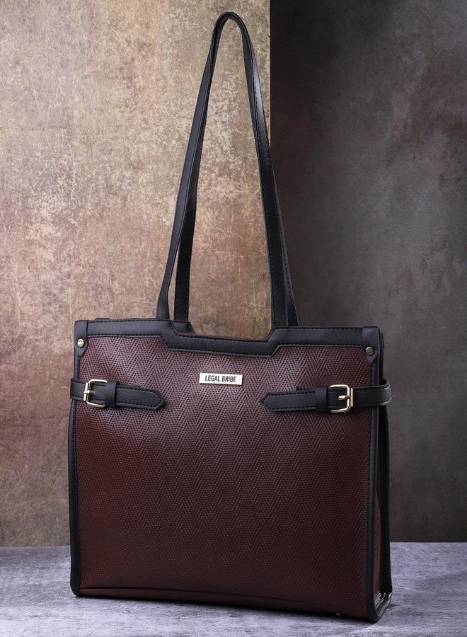 LEGAL BRIBE Stylish Buckle Tote Bag (Brown) - Image 2
