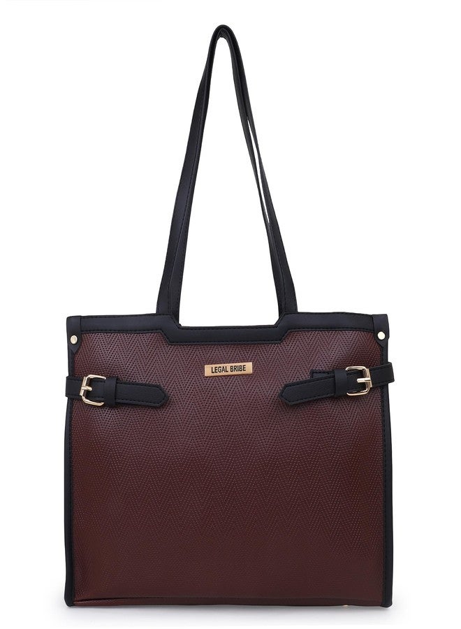 LEGAL BRIBE Stylish Buckle Tote Bag (Brown) - Image 4