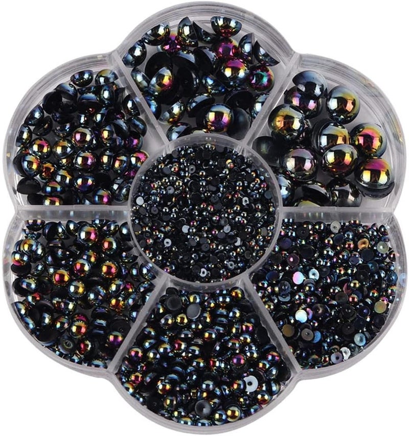 klarako 2800Pcs Half Pearl Flatback Beads Flat Back Loose Bead for Jewelry Making, black - Image 2