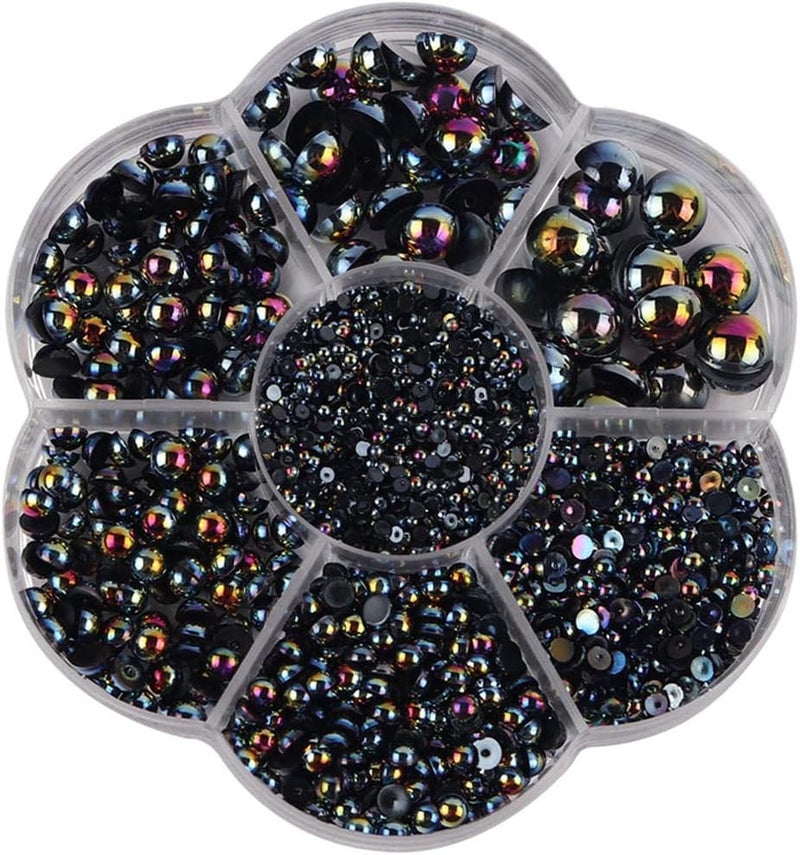 klarako 2800Pcs Half Pearl Flatback Beads Flat Back Loose Bead for Jewelry Making, black - Image 4